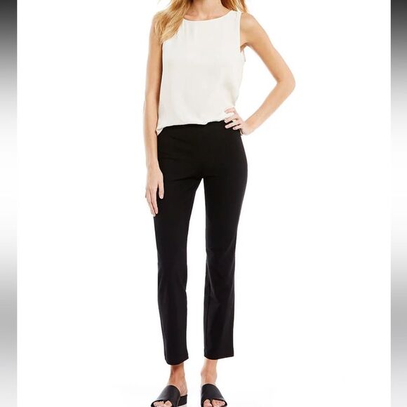 Eileen Fisher Stretch Black Twill Slim Leg Ankle Pants size 4 NWOT